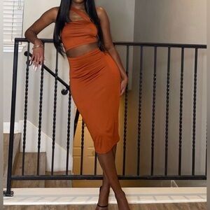 Burnt Orange Cut-Out Dress (X-Small)